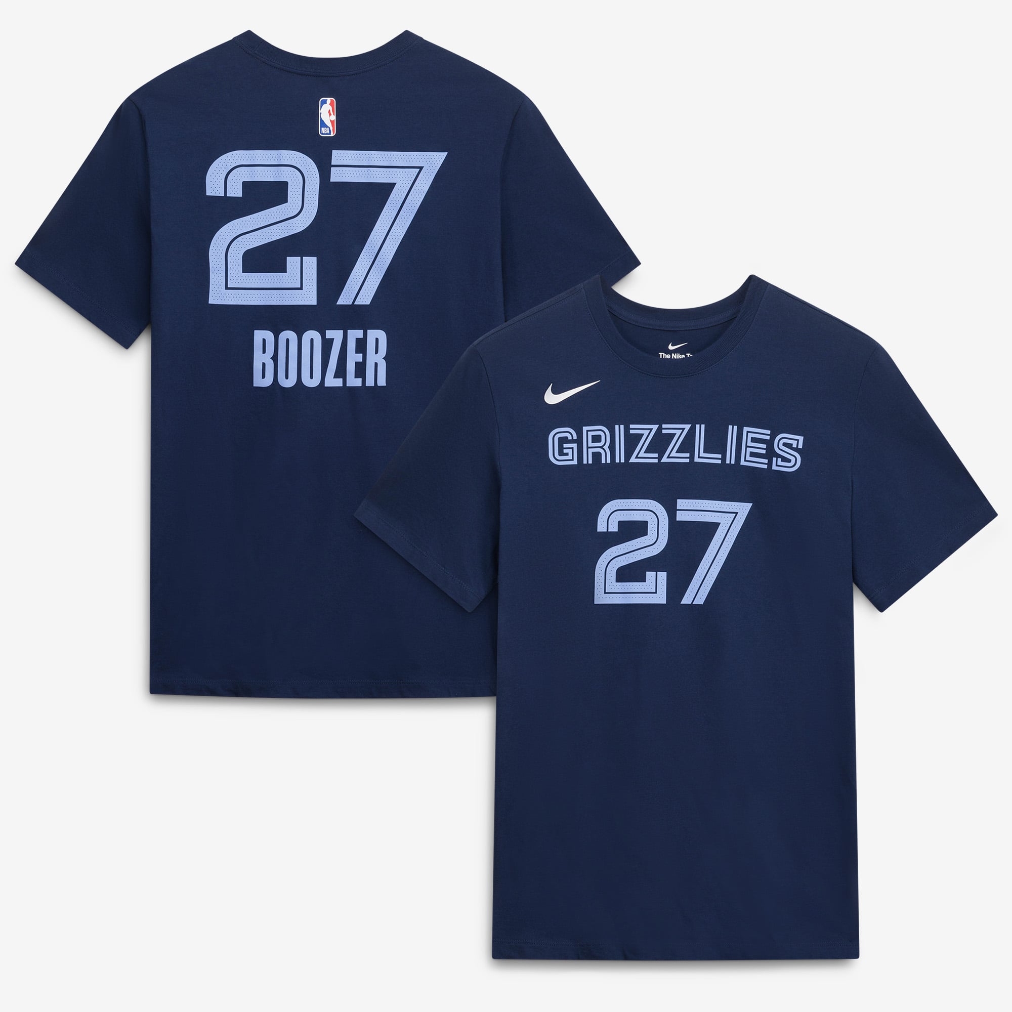 Unisex Nike Cameron Boozer Navy Memphis Grizzlies Icon Edition Name & Number T-Shirt