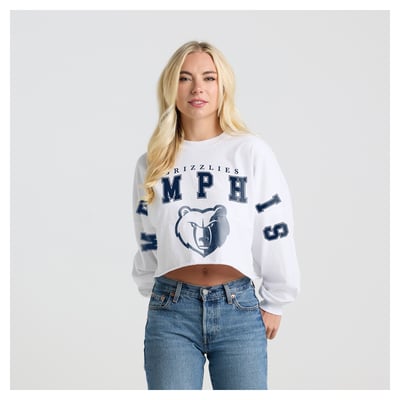 Memphis Grizzlies Fanatics Women's Spirit Jersey Cropped Long Sleeve T-Shirt - White