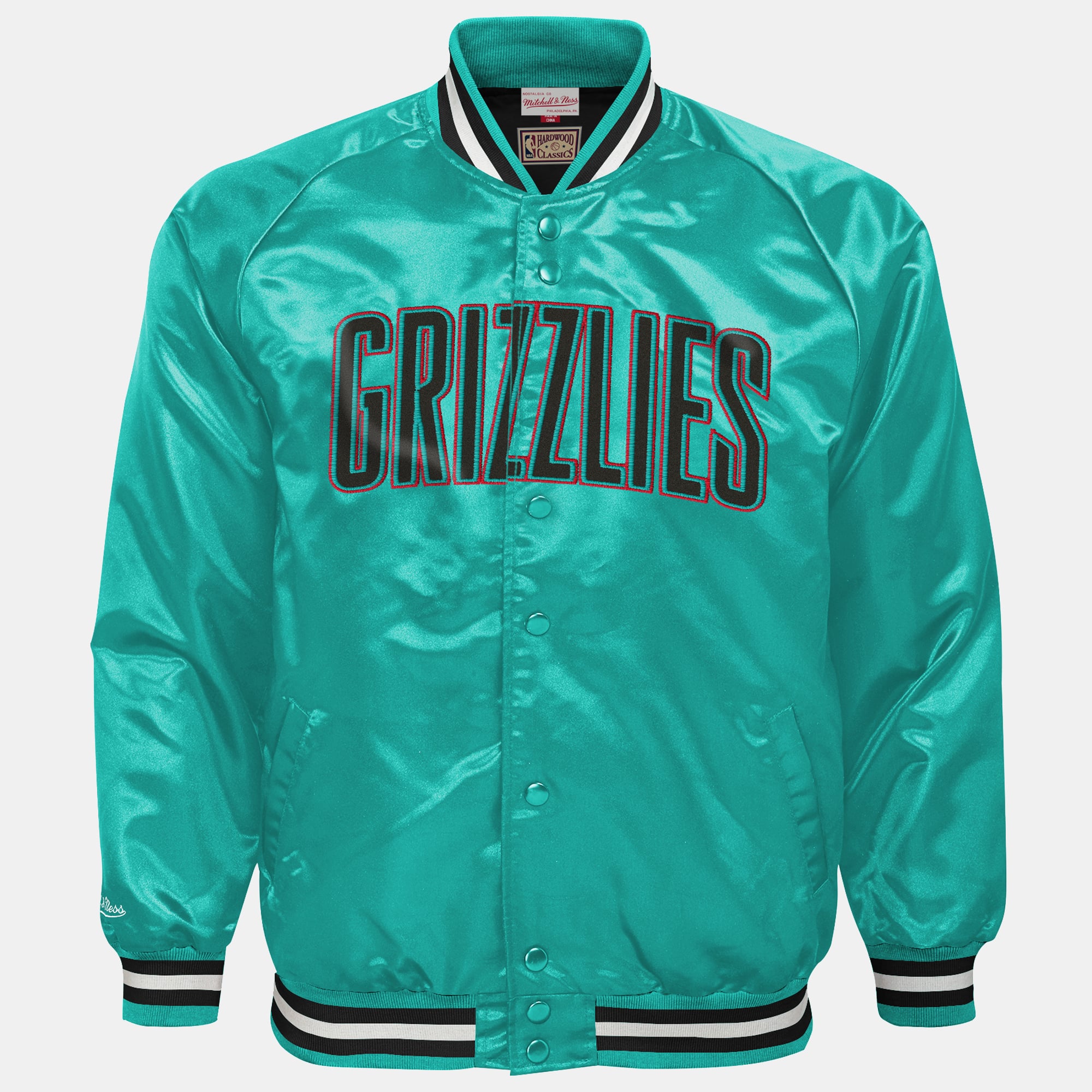 Youth Mitchell & Ness Turquoise Memphis Grizzlies Lightweight Satin Raglan Full-Snap Jacket