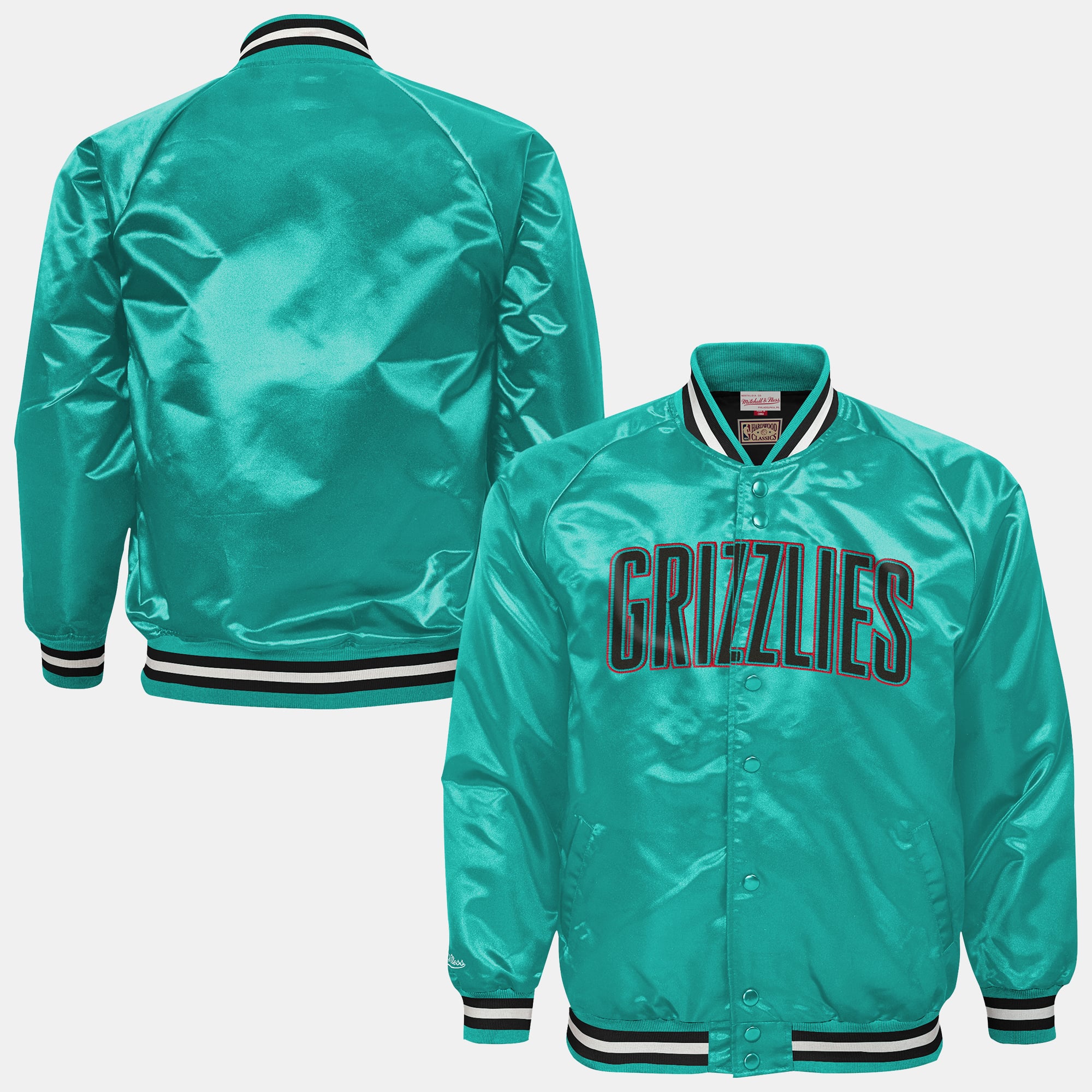 Youth Mitchell & Ness Turquoise Memphis Grizzlies Lightweight Satin Raglan Full-Snap Jacket