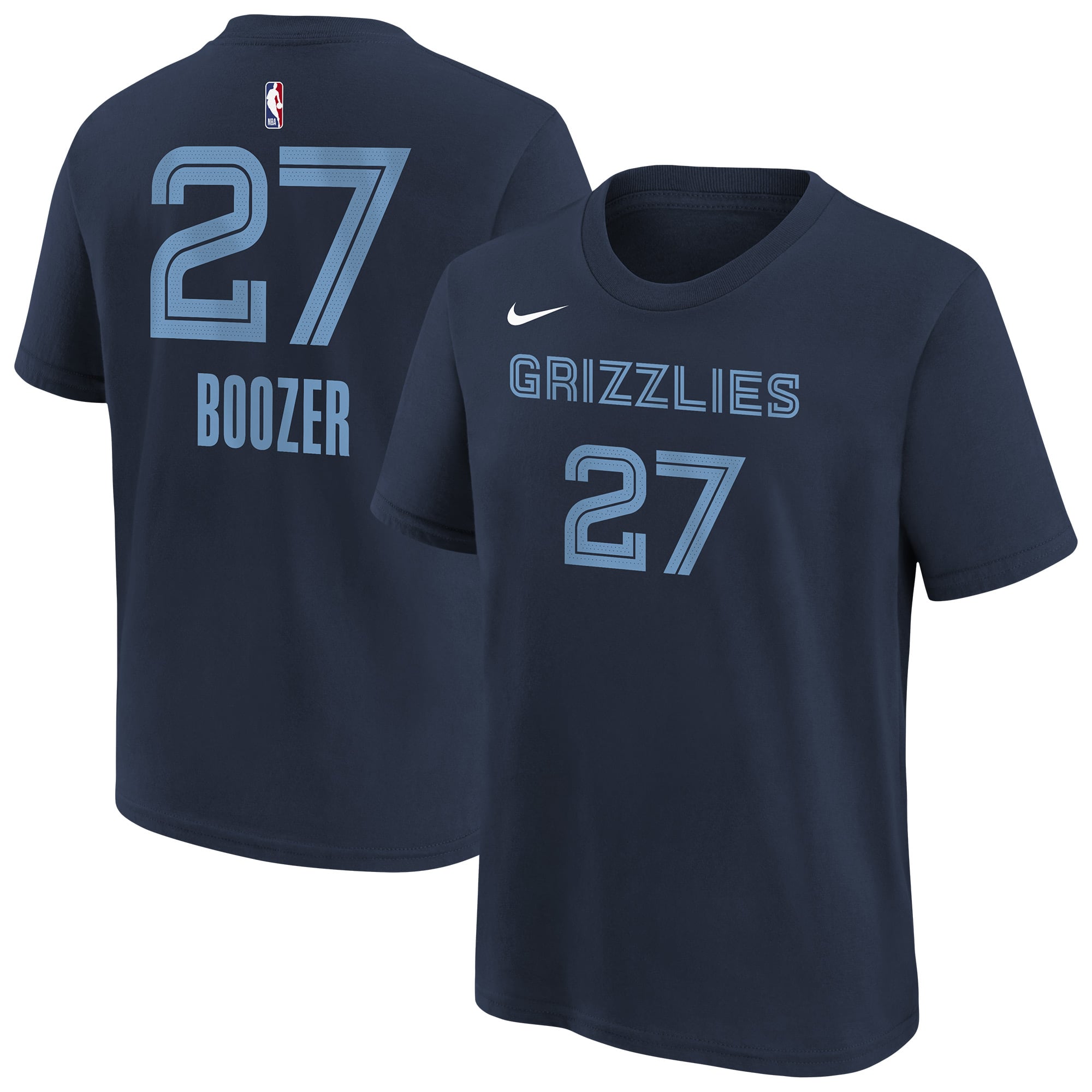 Youth Nike Cameron Boozer Navy Memphis Grizzlies Icon Name & Number T-Shirt
