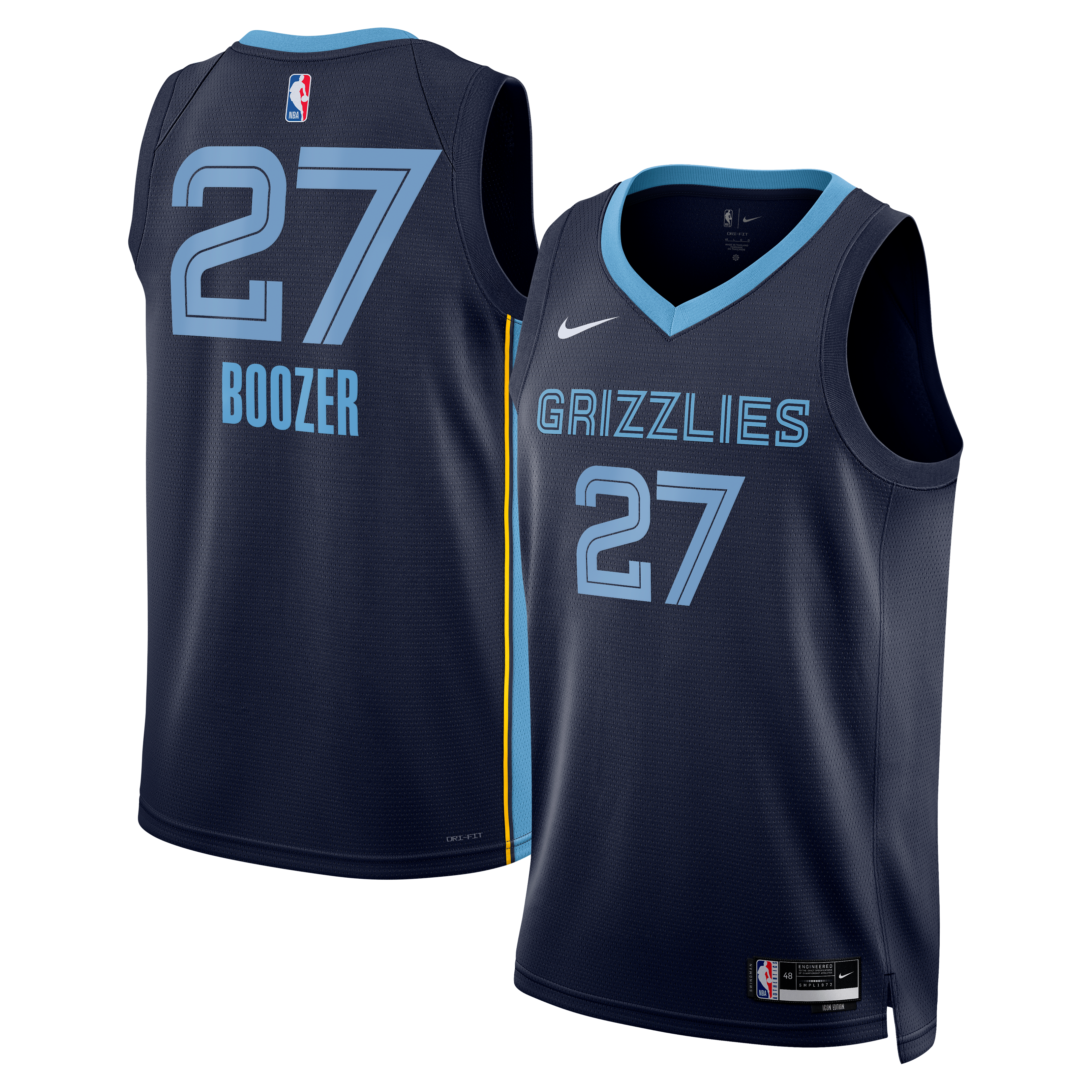 Youth Nike Cameron Boozer Navy Memphis Grizzlies Swingman Jersey - Icon Edition