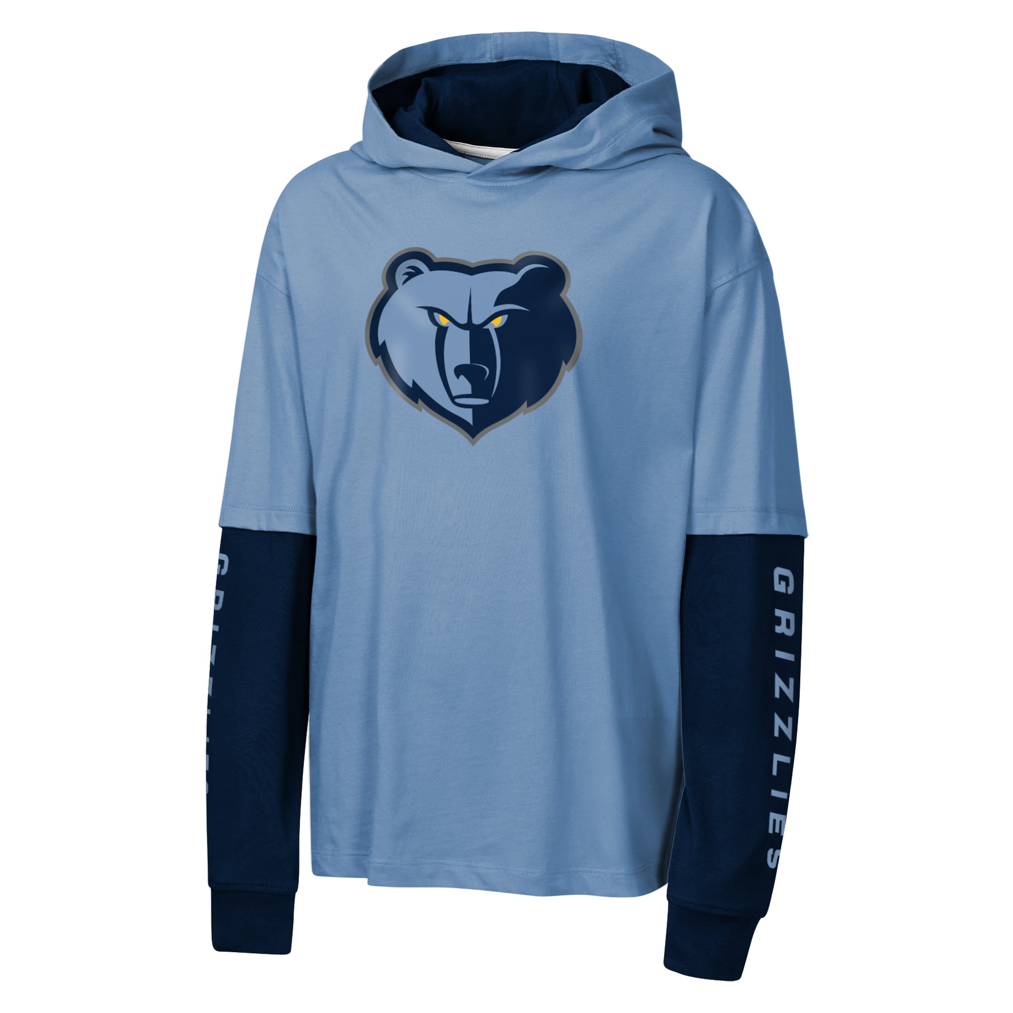 T-shirt à capuche surdimensionné en faux Nickel bleu Memphis Grizzlies Youth Outerstuff Double
