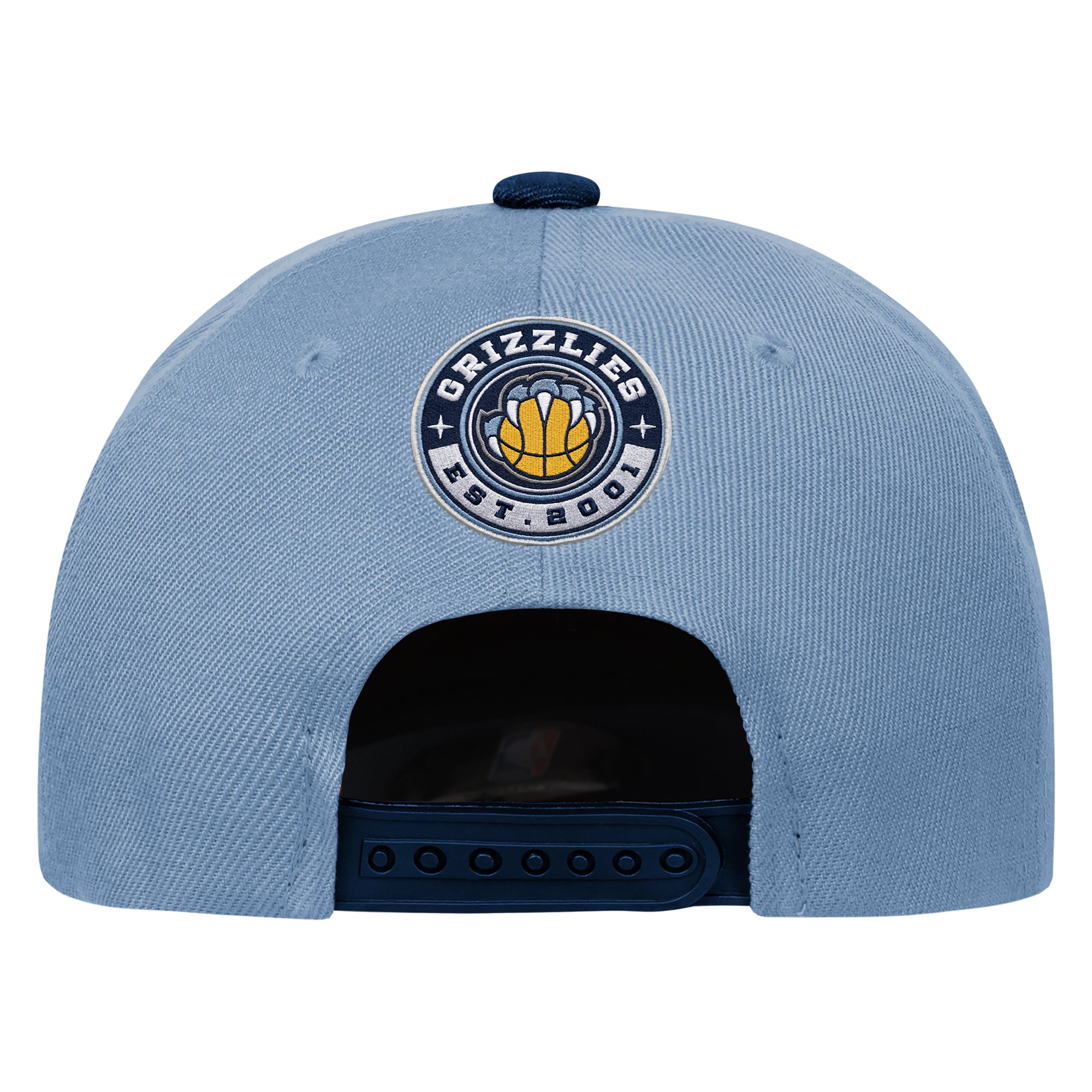 Casquette Youth Outerstuff blanche/marine avec logo Memphis Grizzlies Three Pro Pinch pré-courbée et ajustable