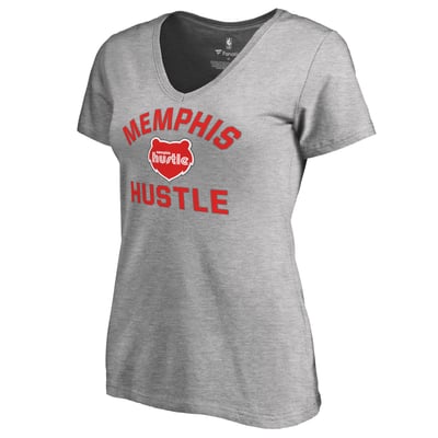 Memphis Hustle Women's Overtime V-Neck T-Shirt - Heathered Gray