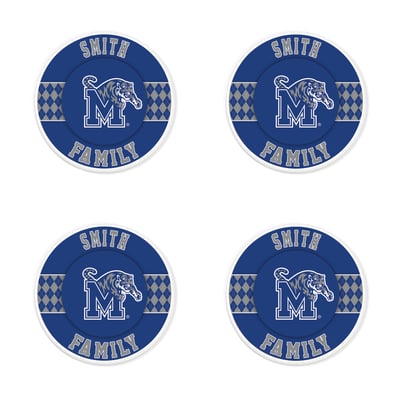 Memphis Tigers 4" Personalized Circular Coasters 4-Pack Set