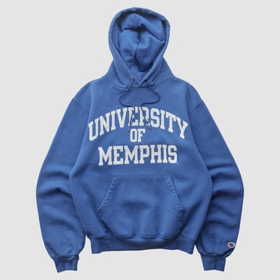 Memphis Tigers Champion 2000s Hooded Pullover Sweatshirt - Blue - XXS by Fanatics Real Vintage