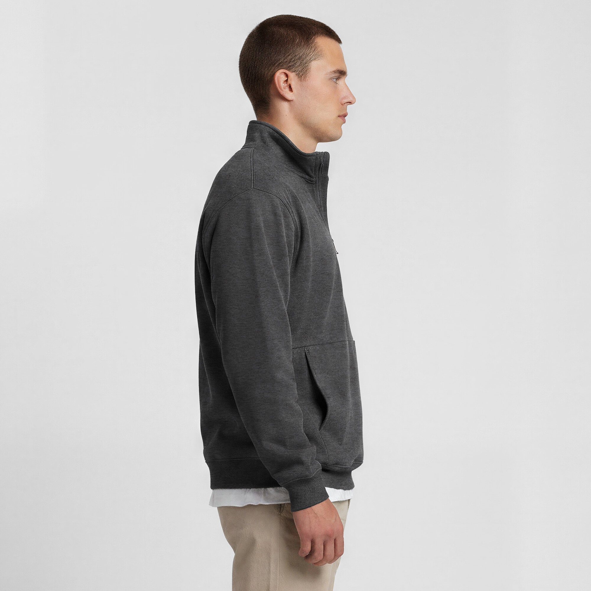 Pull polaire à col zippé Champion pour homme, gris chiné, Memphis Tigers