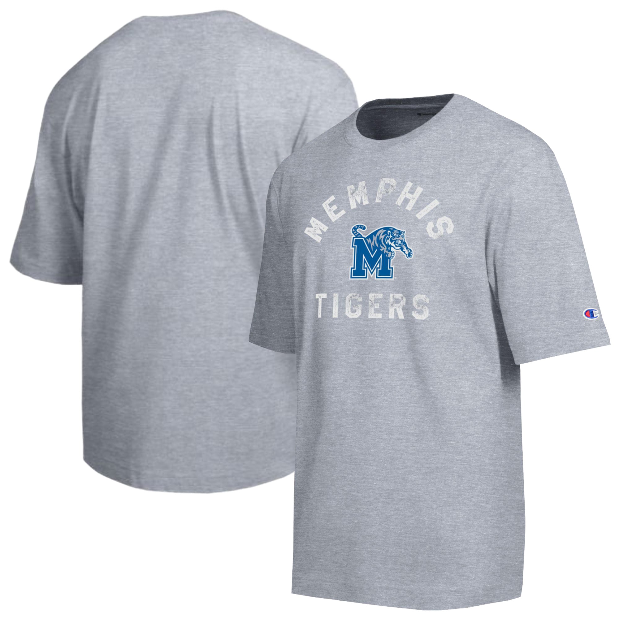 Men's Champion Heather Gray Memphis Tigers Weathered Team T-Shirt