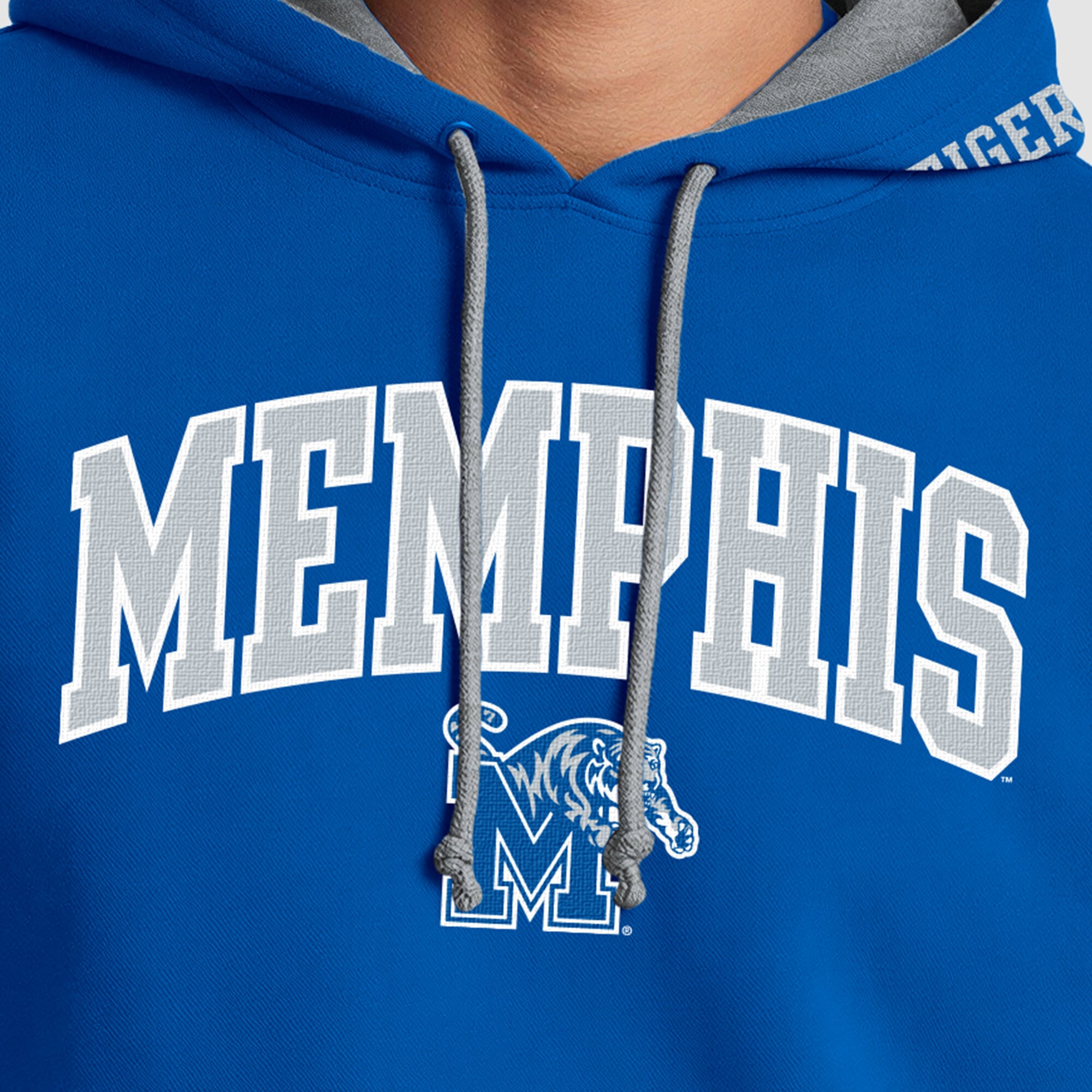 Men's Champion Royal/Heather Gray Memphis Tigers Contrast Hoodie