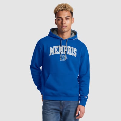 Memphis Tigers Champion Contrast Hoodie - Royal/Heather Gray