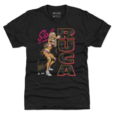 Sol Ruca 500 Level Vertical Name Premium Tri-Blend T-Shirt - Heather Black