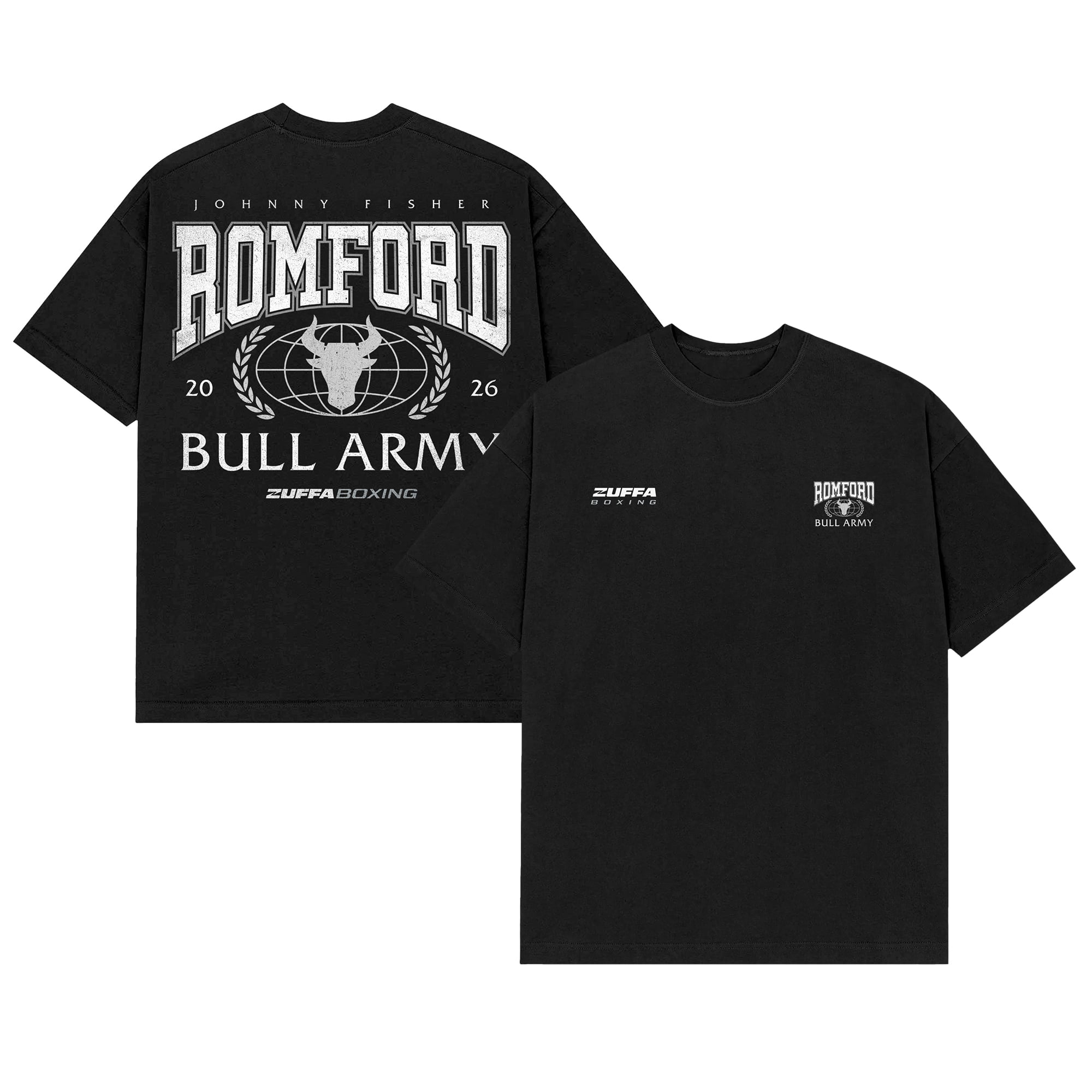 Men's Black Johnny Fisher Zuffa Boxing Bull Army T-Shirt