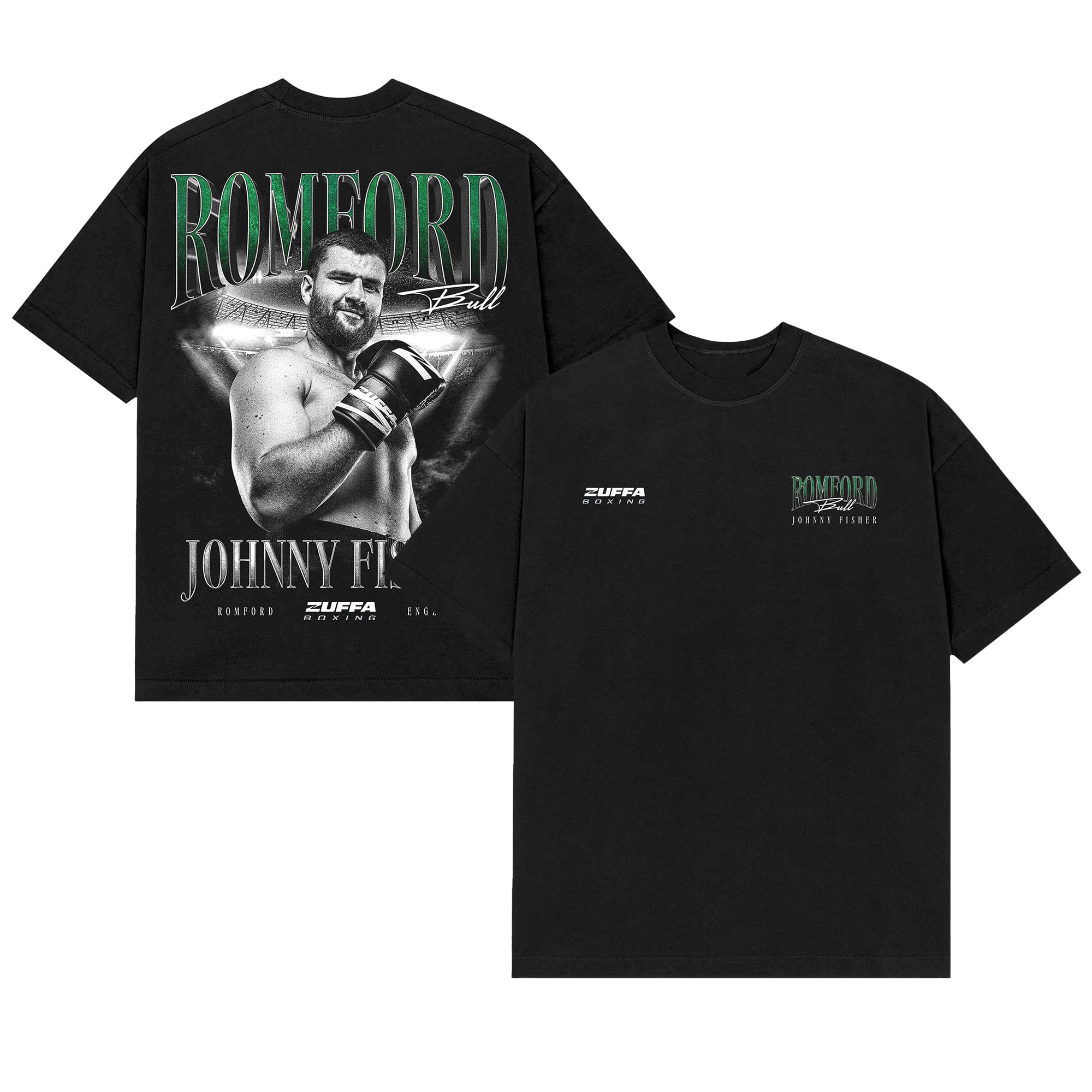 Men's Black Johnny Fisher Zuffa Boxing Romford Bull T-Shirt