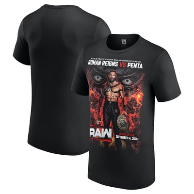 Roman Reigns vs. Penta Monday Night Raw Mexico City Match T-Shirt - Black