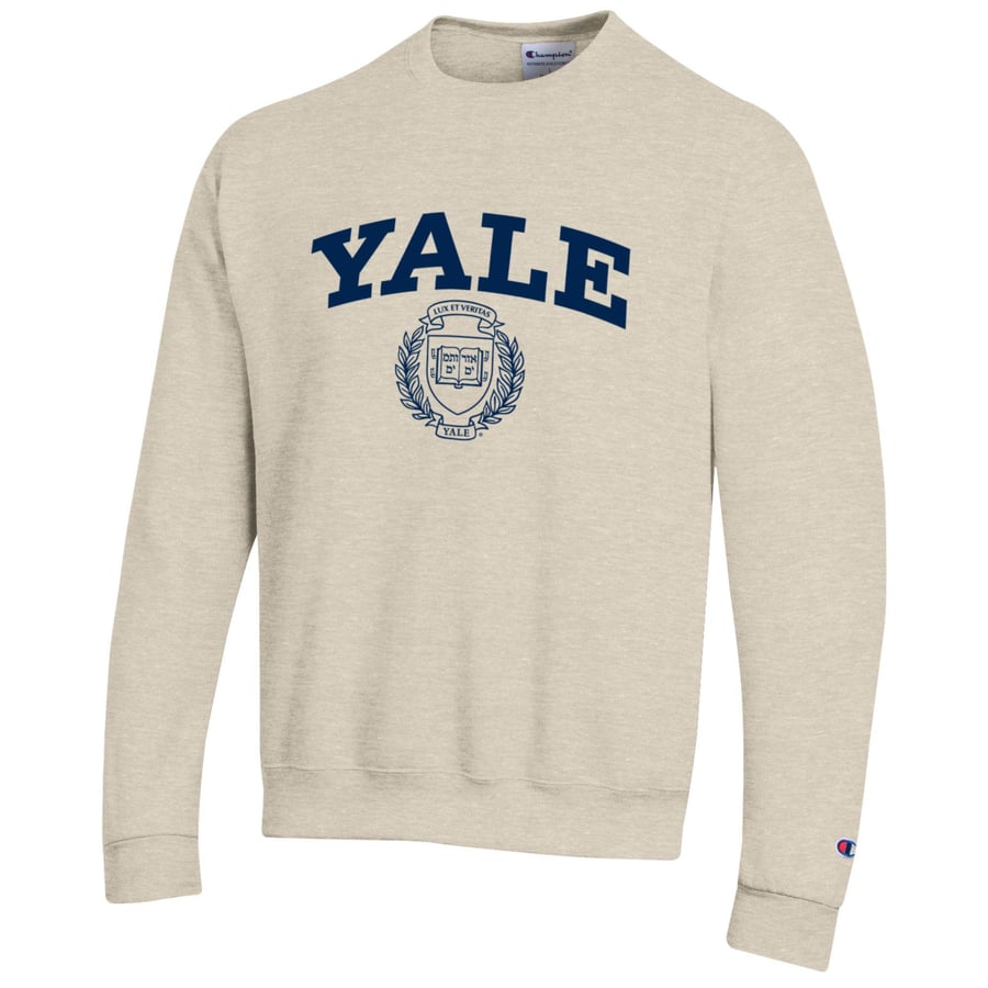 Yale Crew Logo Yale Logo Half Zip Sweatshirt Light Grey Melange XS
