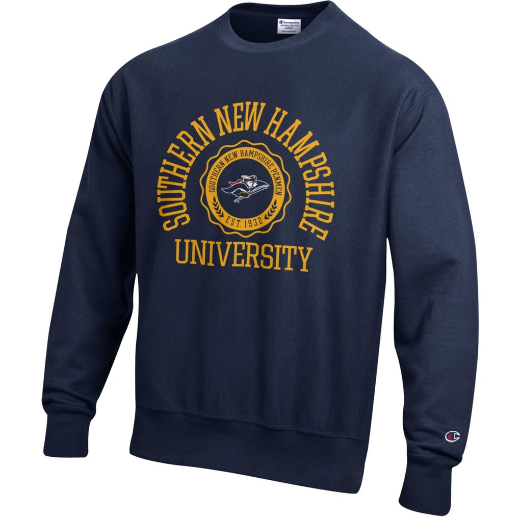 Mens CHAMPION navy Southern New Hampshire Univ Reverse Weave Crew