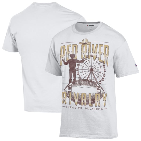 Men’s Champion White 2026 Red River Rivalry Ferris Wheel T-Shirt