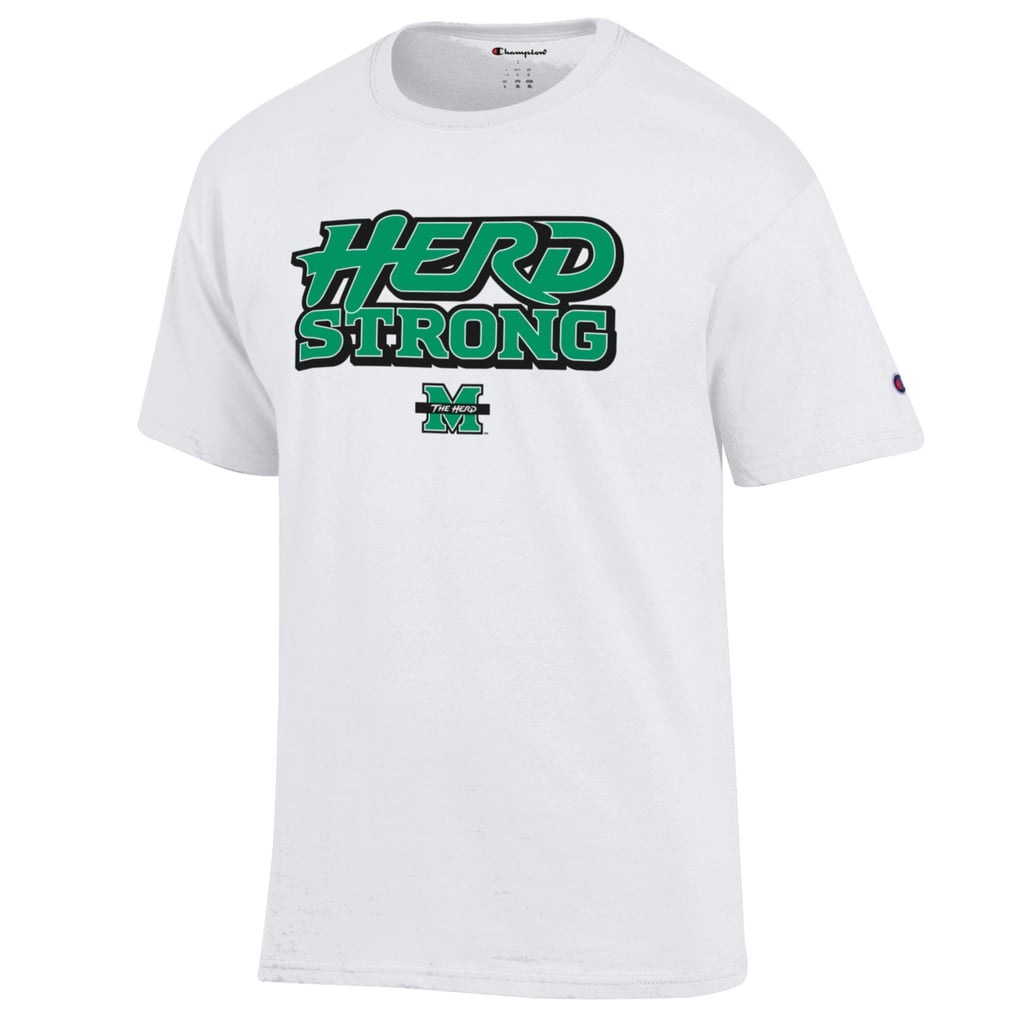 Mens CHAMPION wht Marshall Thundering Herd Basic Short Sleeve T Shirt