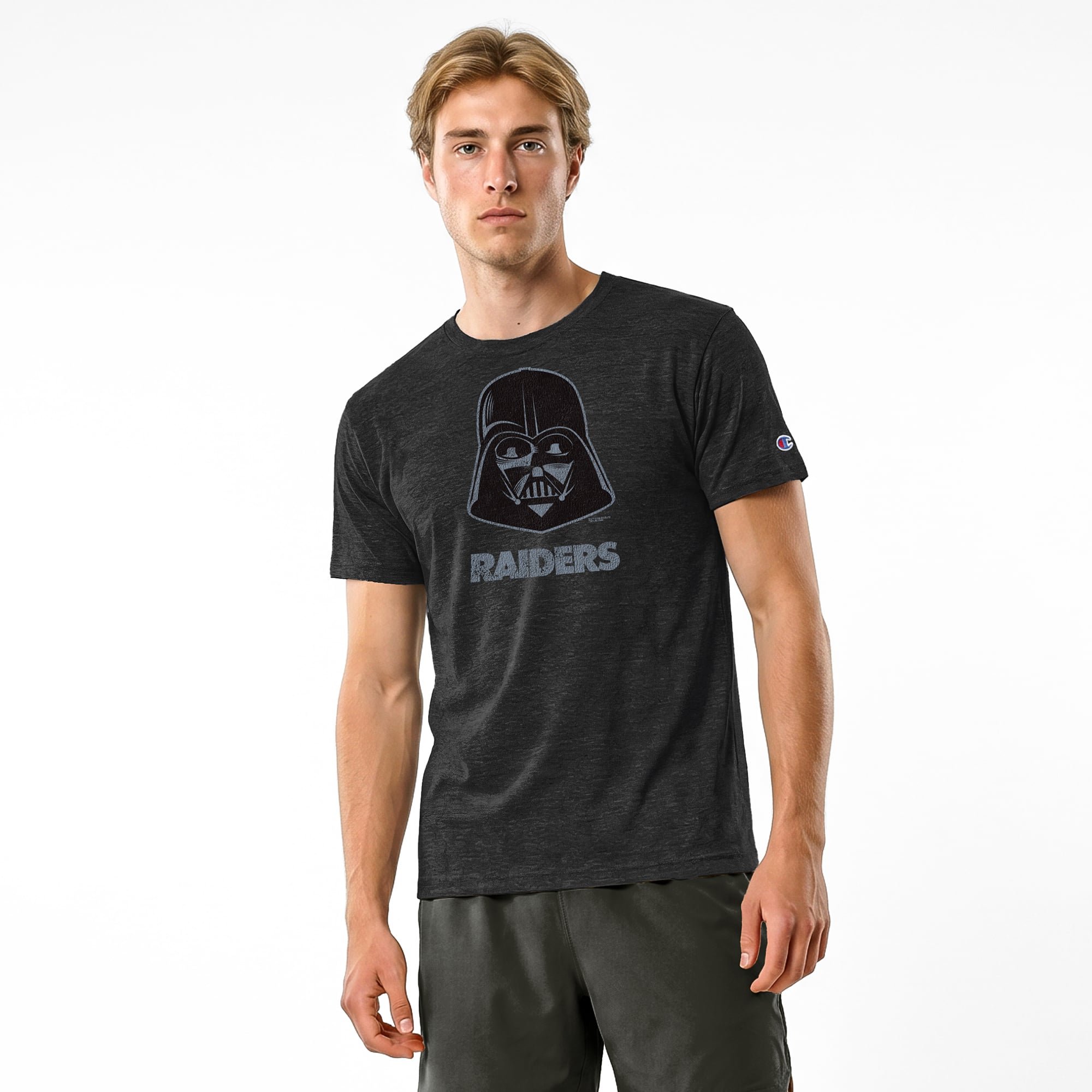 T-shirt homme Disney x Champion noir Las Vegas Raiders Dark Vador en mélange de trois matières