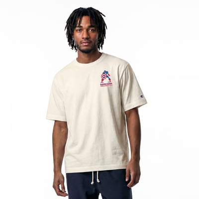 New England Patriots Disney x Champion Captain America Heavyweight T-Shirt - Cream