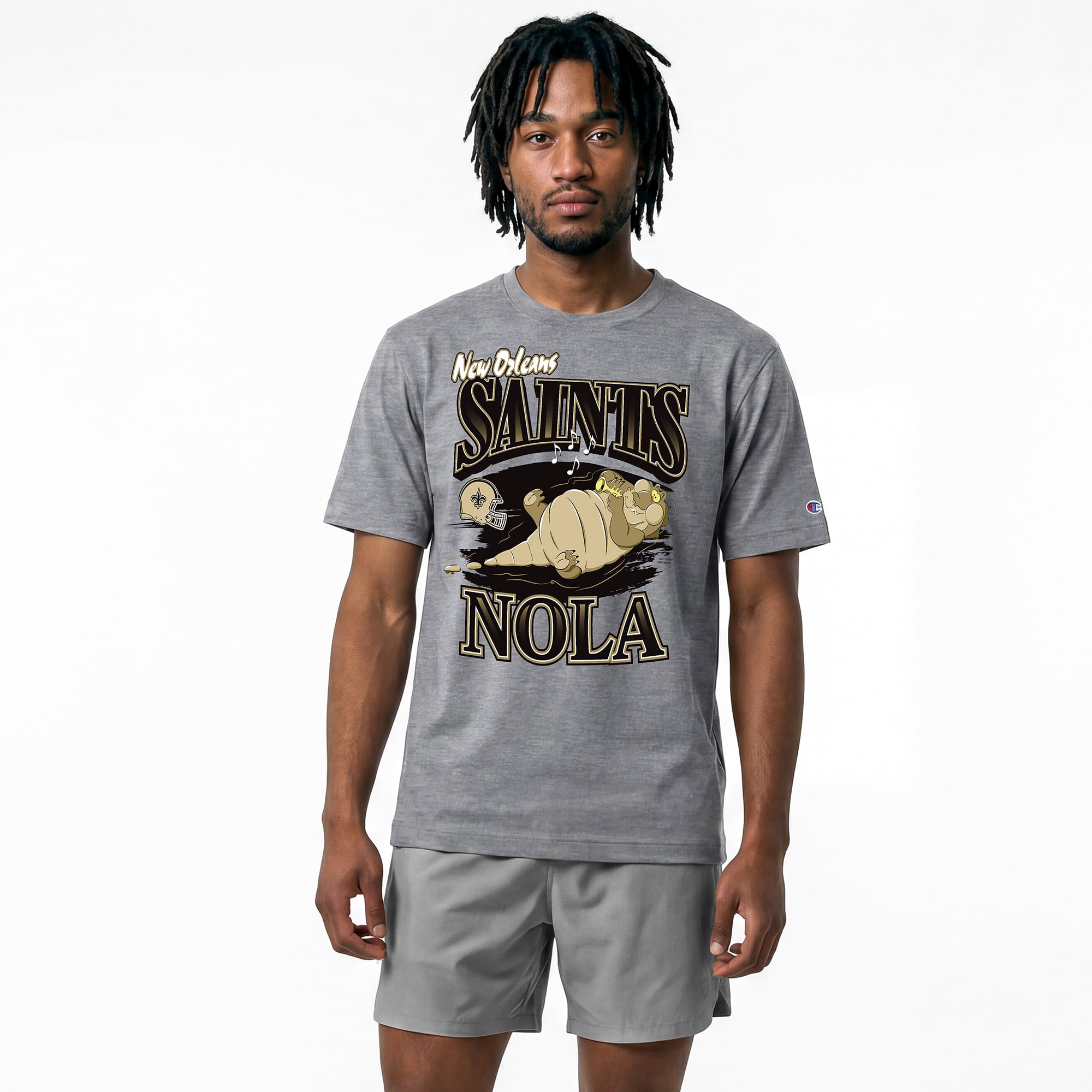 T-shirt homme Disney x Champion gris New Orleans Saints Louis All-Star