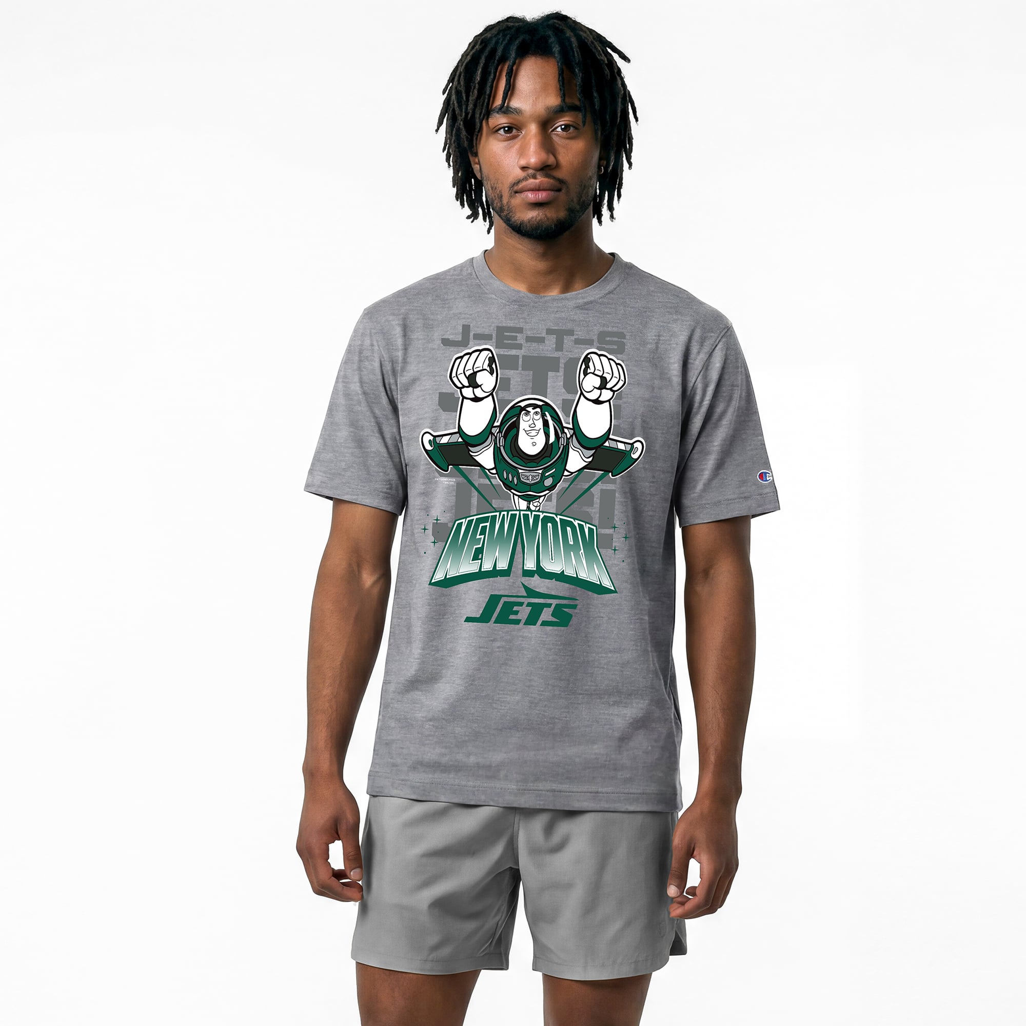 T-shirt homme Disney x Champion gris New York Jets Buzz Lightyear All-Star