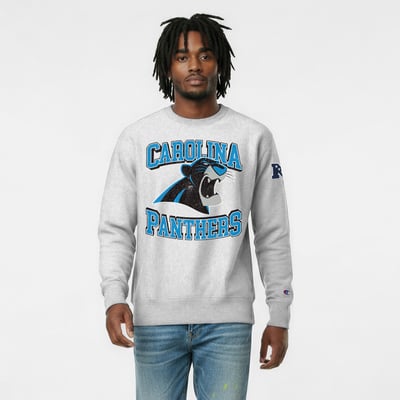 Carolina Panthers Disney x Champion Bagheera Reverse Weave Sweatshirt - Heather Gray