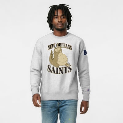 New Orleans Saints Disney x Champion Louis Reverse Weave Sweatshirt - Heather Gray