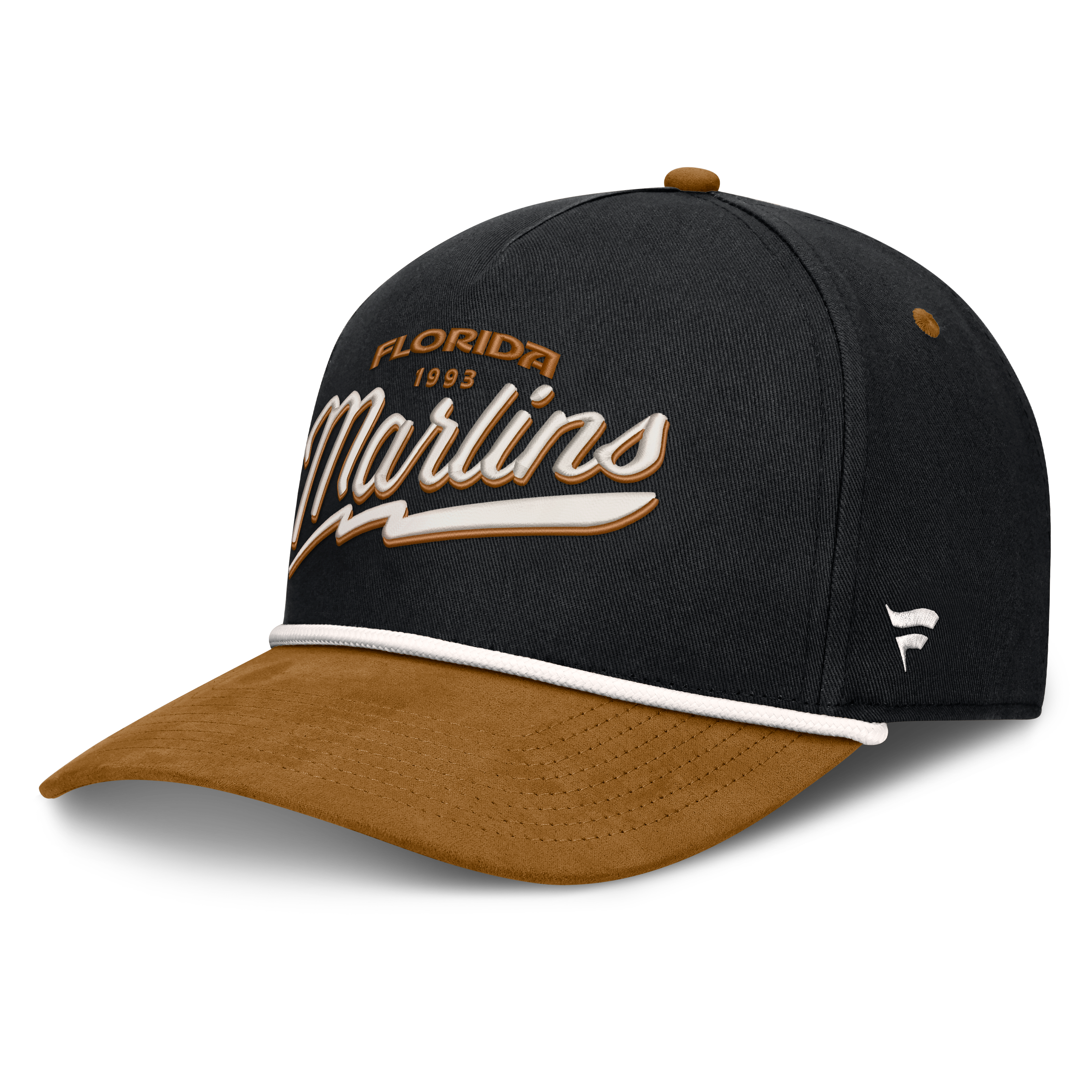 Men's Fanatics Black Florida Marlins Heritage Concourse A-Frame Adjustable Hat