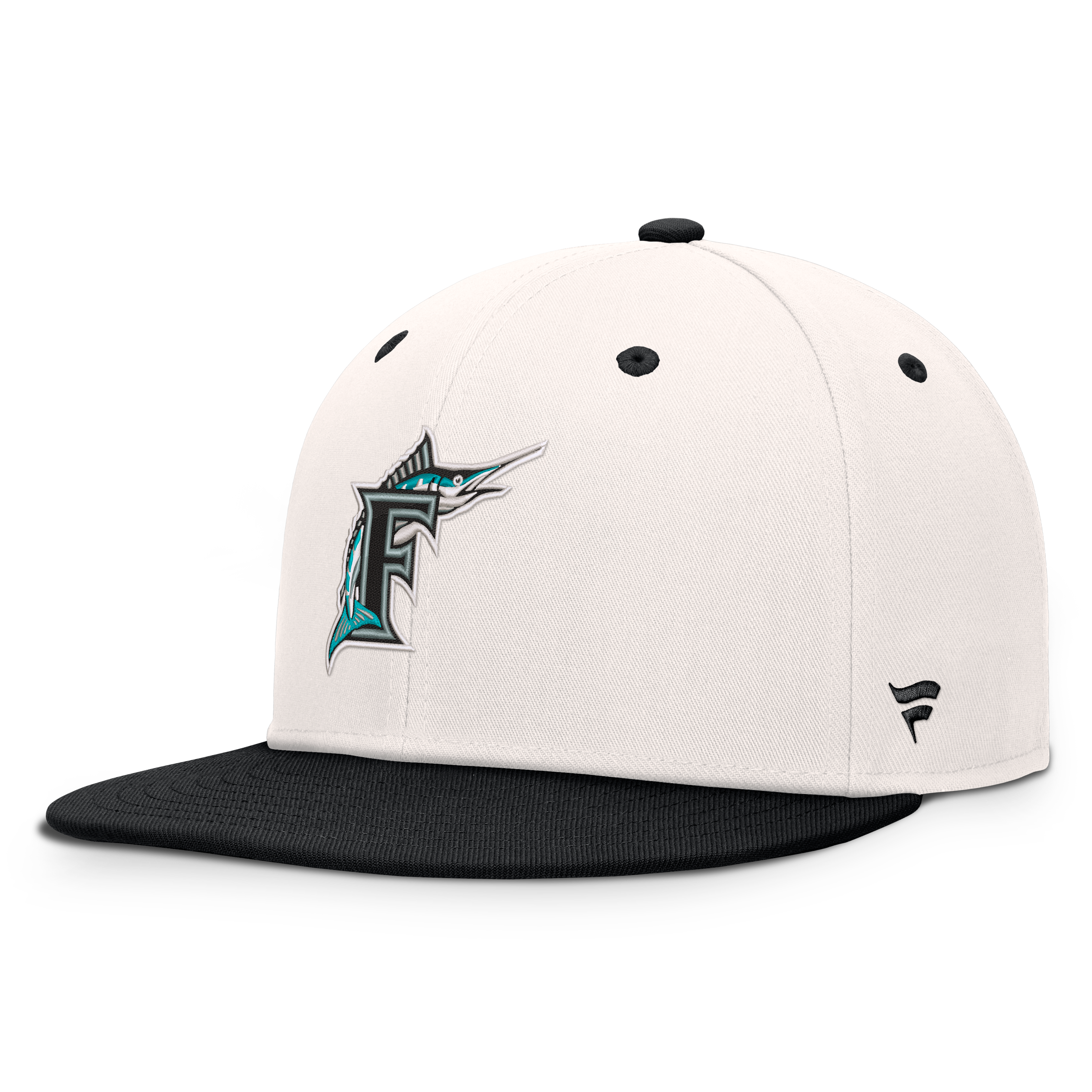 Men's Fanatics Cream/Black Florida Marlins Cooperstown Collection Heritage Ballpark Snapback Hat
