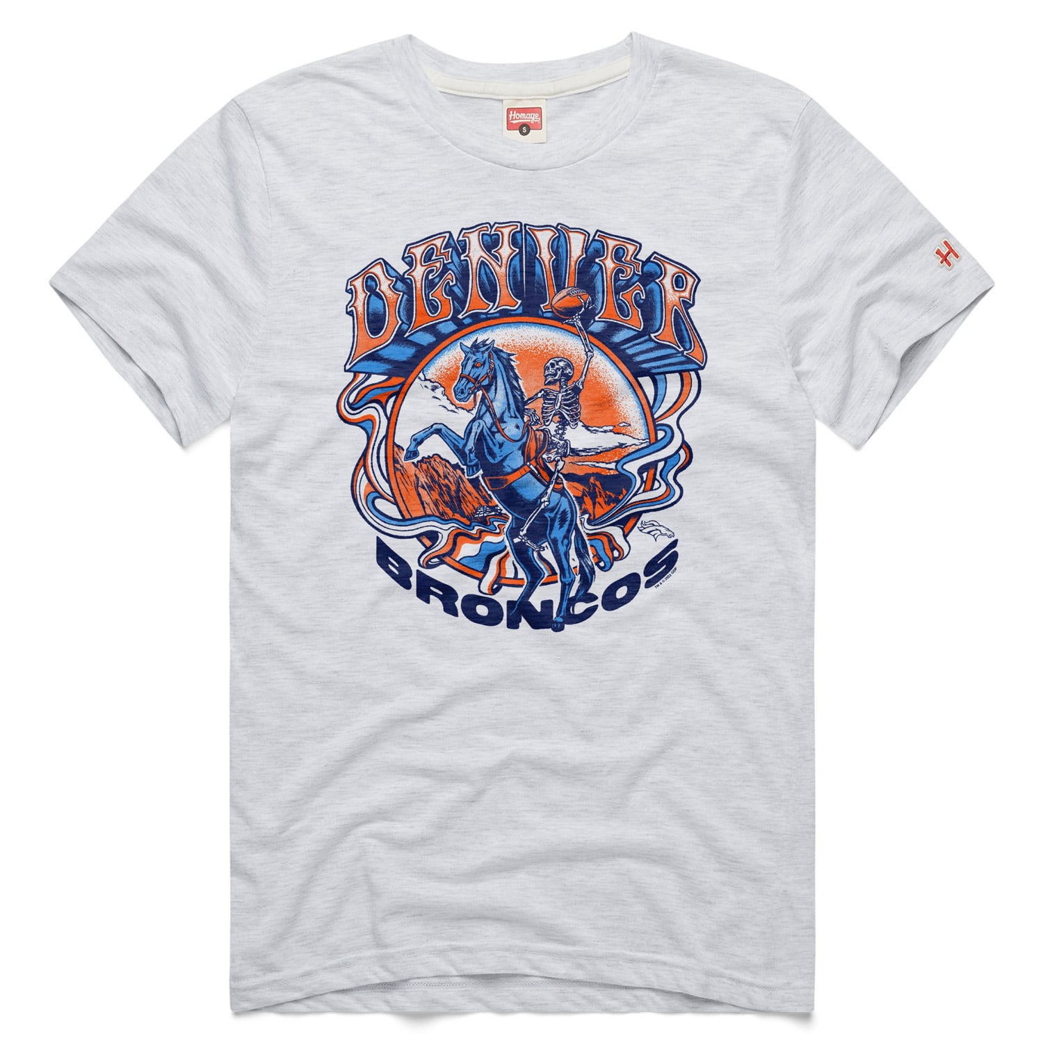 T-shirt homme Homage Ash Denver Broncos NFL x Grateful Dead en mélange de trois matières