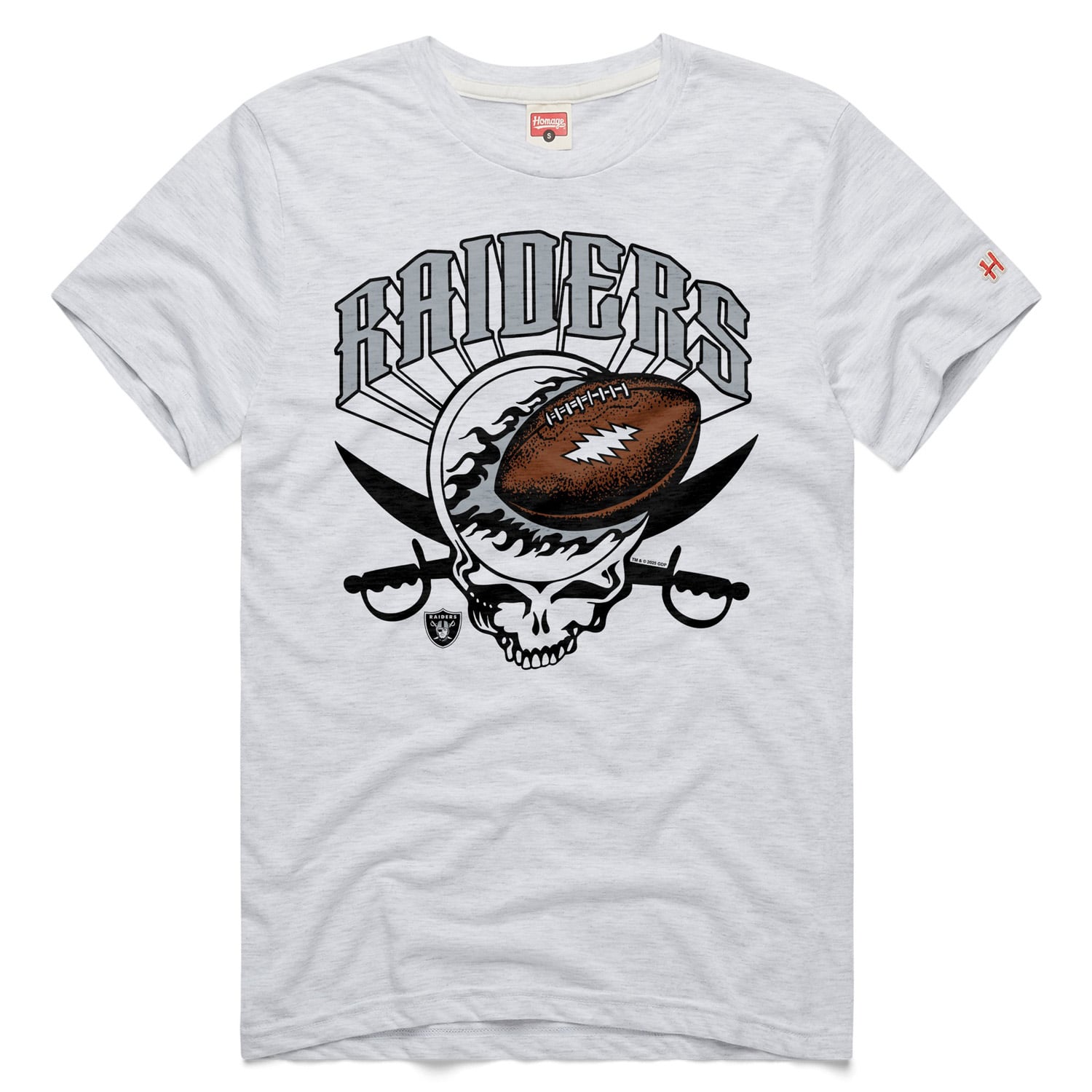 T-shirt homme Homage Ash Las Vegas Raiders NFL x Grateful Dead en mélange de trois matières