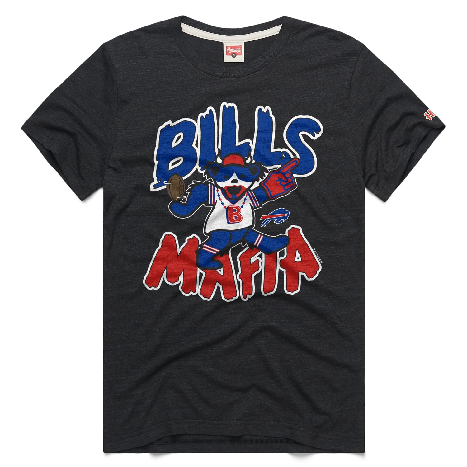 T-shirt homme Homage Charcoal Buffalo Bills NFL x Grateful Dead en mélange de trois matières