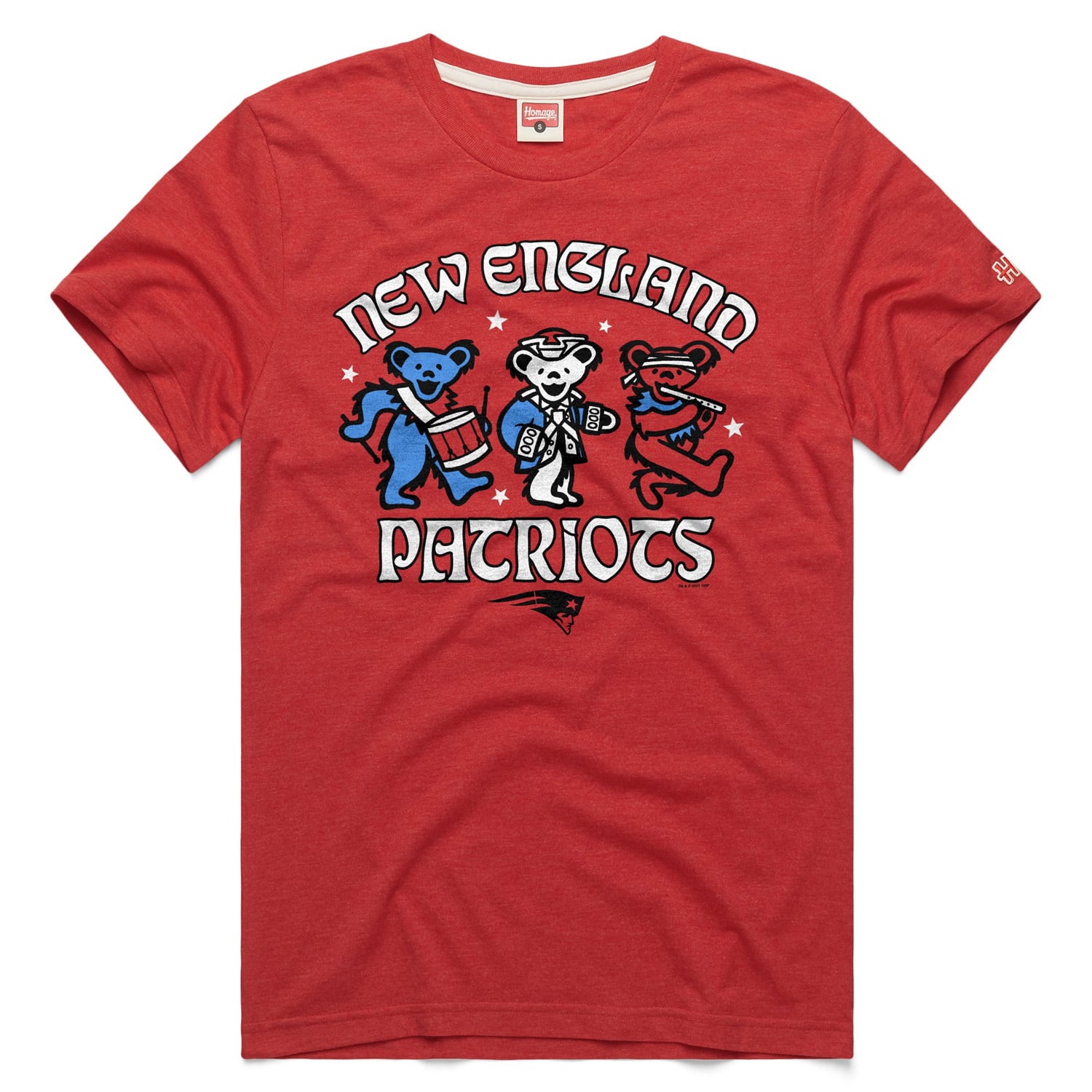 T-shirt homme Homage Red New England Patriots NFL x Grateful Dead en mélange de trois matières