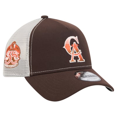 California Angels New Era Pumpkin Spice A-Frame 9FORTY Adjustable Trucker Hat - Brown