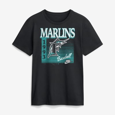Florida Marlins Nike Cooperstown Logo T-Shirt - Black