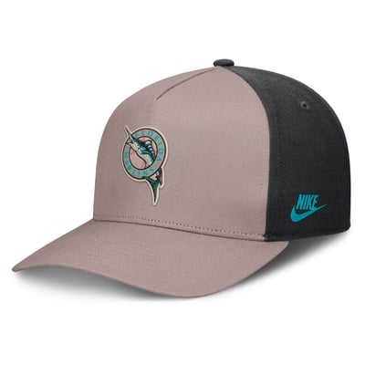 Casquette ajustable Nike Cooperstown Rise A-Frame des Florida Marlins - Marron clair/Noir