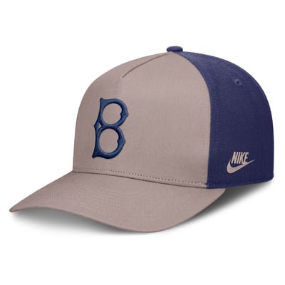 Brooklyn Dodgers Nike Cooperstown Rise A-Frame Adjustable Hat - Light Brown/Royal