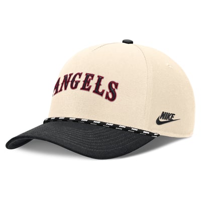 California Angels Nike Cooperstown Collection Rise Adjustable Hat - Natural/Black