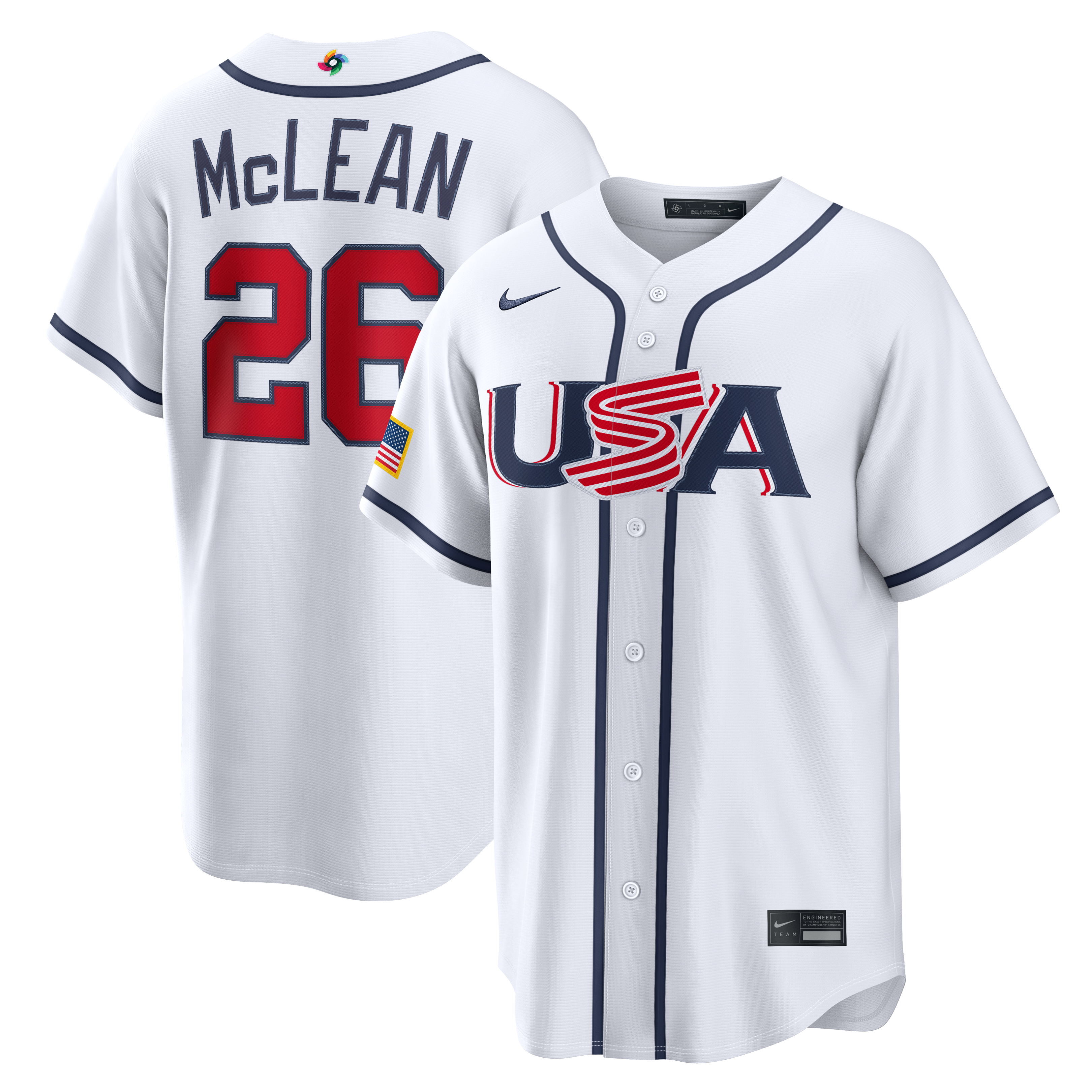 Men's Nike Nolan McLean White USA Baseball 2026 World Classic Home Stadium Jersey