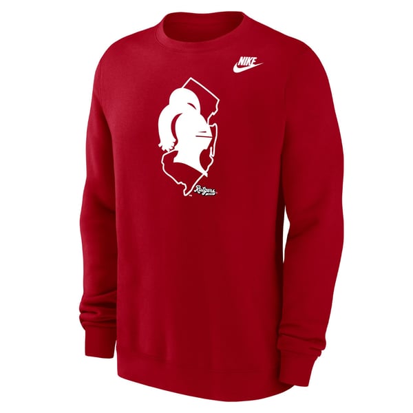 Mens NIKE RED Rutgers University Vintage Knight Logo Crew