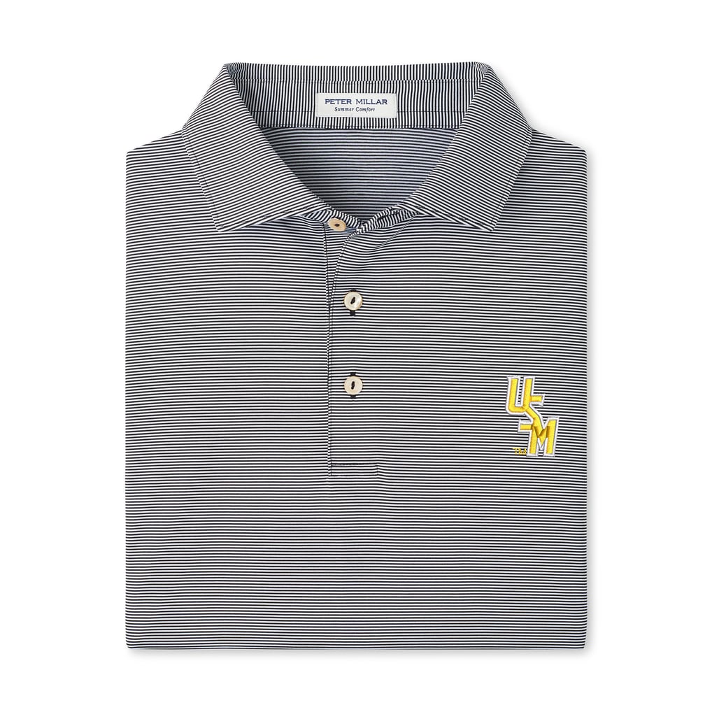 Mens Peter Millar BLK Southern Mississippi Eagles Jubilee Stripe Polo