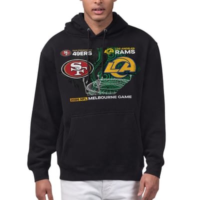 San Francisco 49ers vs. Los Angeles Rams Starter Melbourne 2026 Matchup Graphic Fleece Hoodie - Black