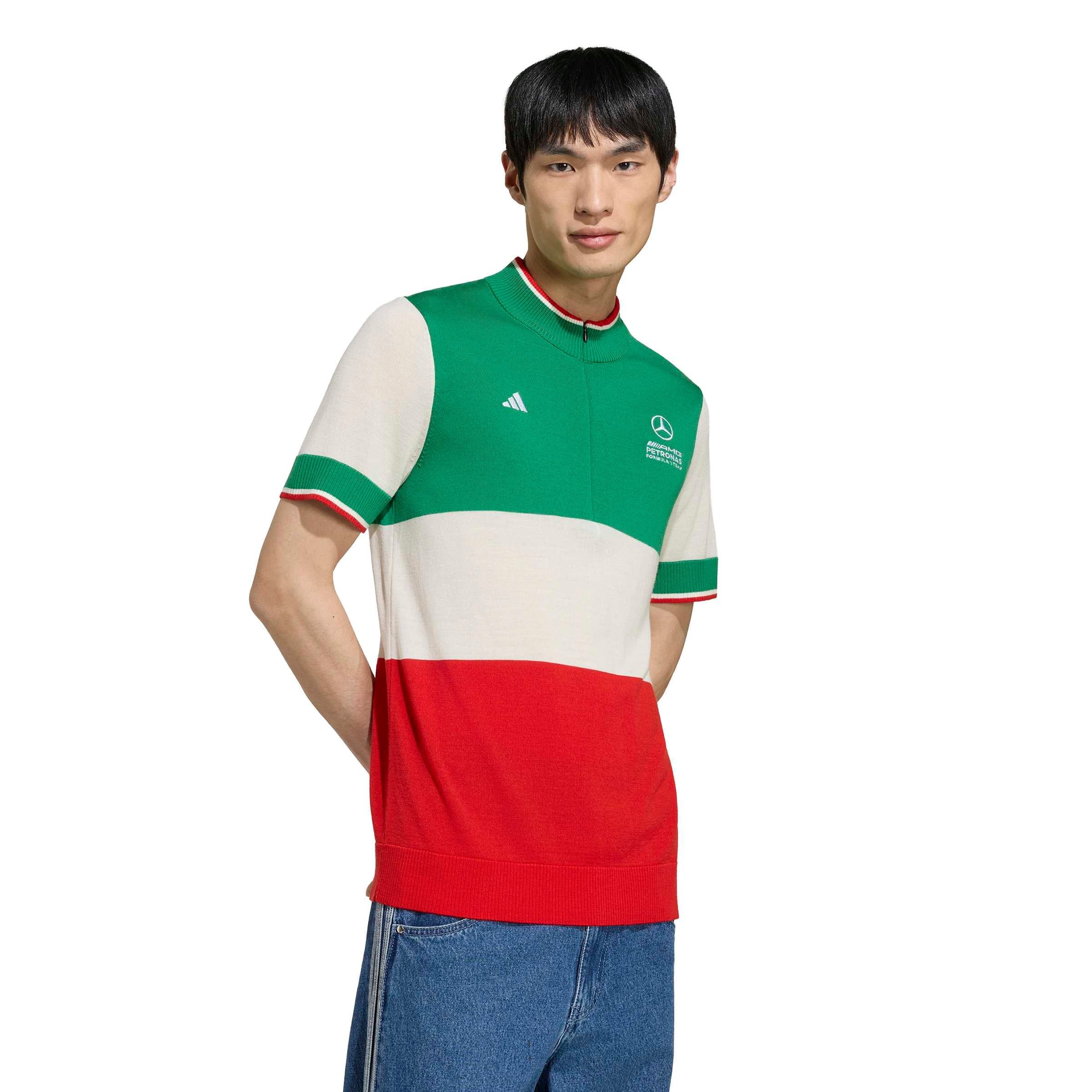 Men's adidas Green/Red Mercedes-AMG Petronas F1 Team Giro Di Merino Quarter-Zip Top