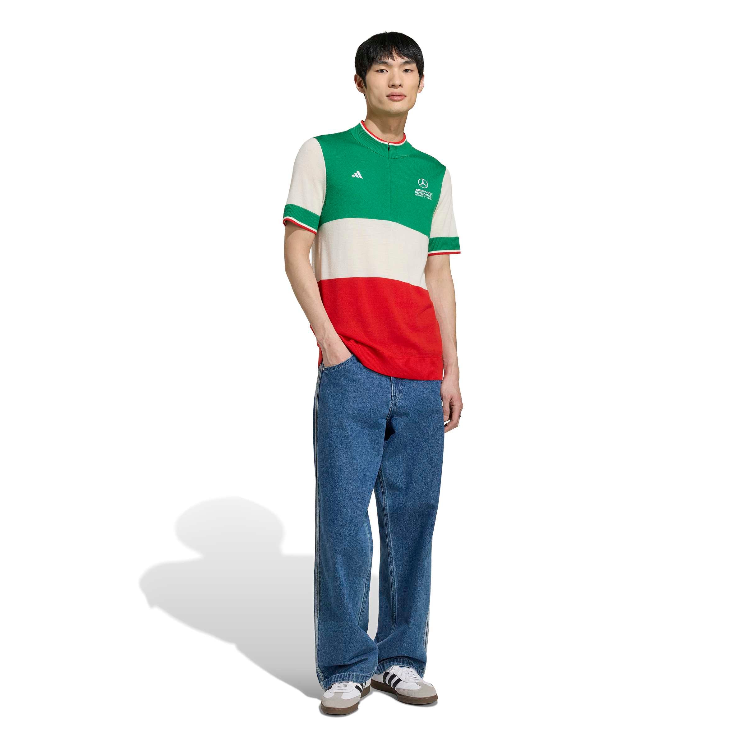 Men's adidas Green/Red Mercedes-AMG Petronas F1 Team Giro Di Merino Quarter-Zip Top