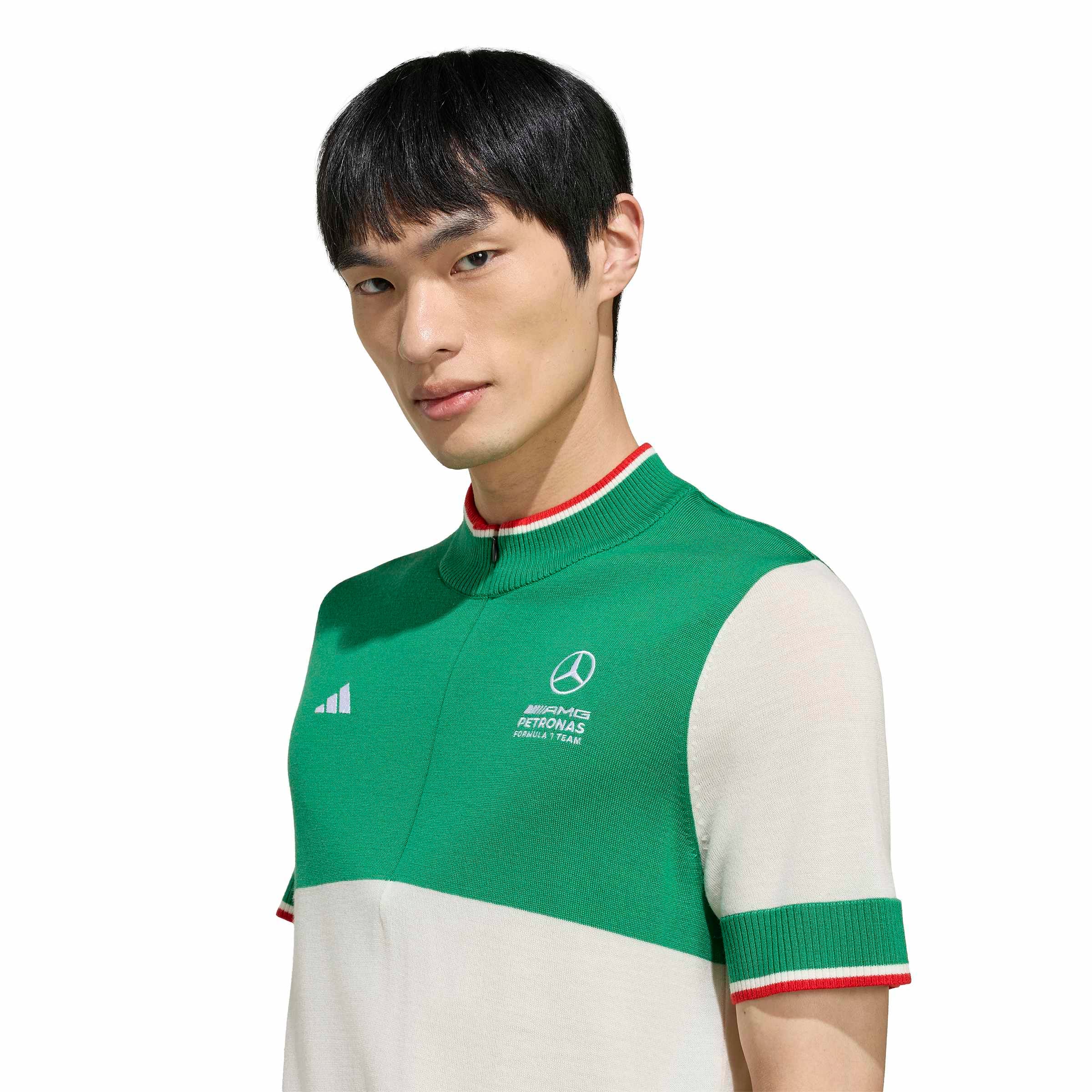 Men's adidas Green/Red Mercedes-AMG Petronas F1 Team Giro Di Merino Quarter-Zip Top
