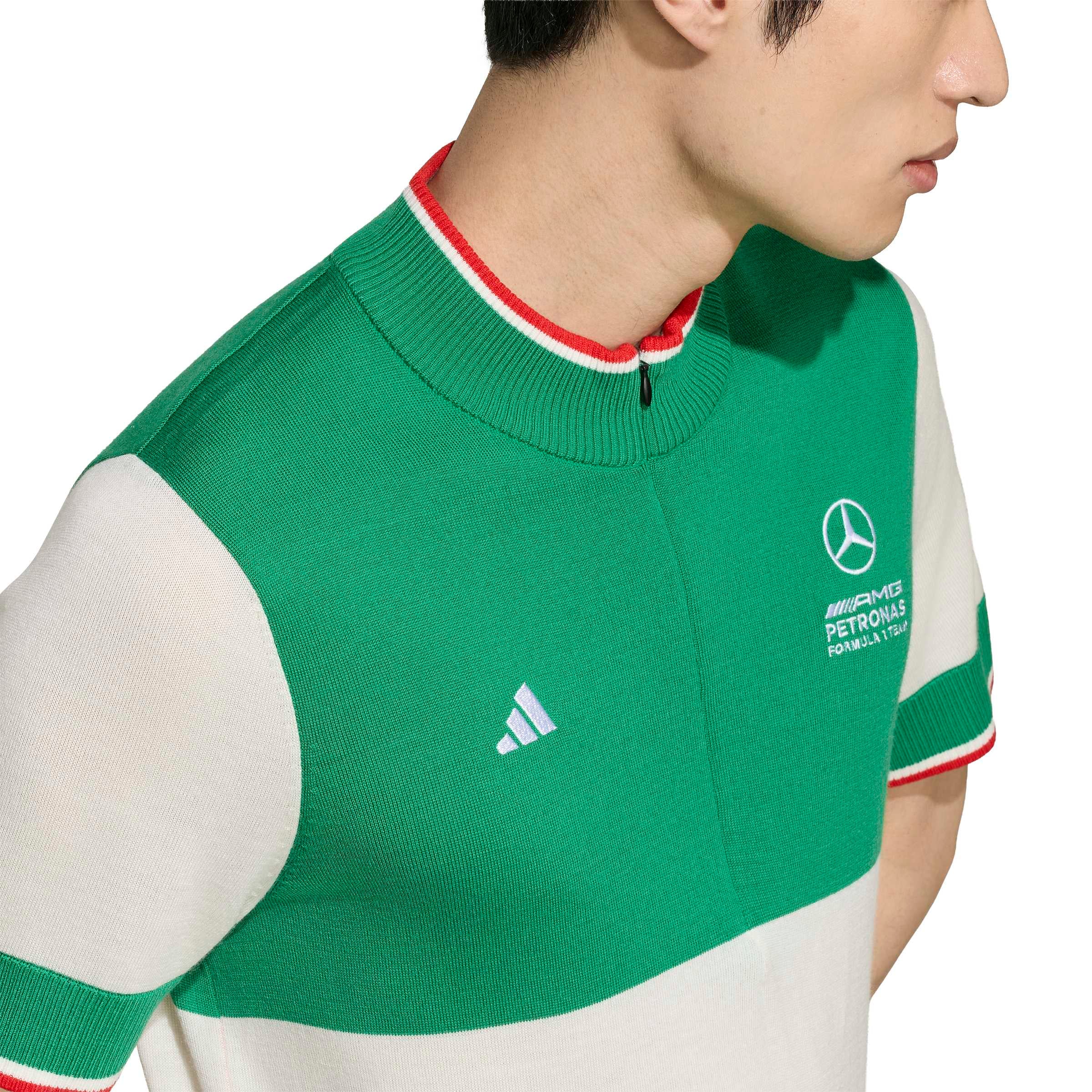 Men's adidas Green/Red Mercedes-AMG Petronas F1 Team Giro Di Merino Quarter-Zip Top