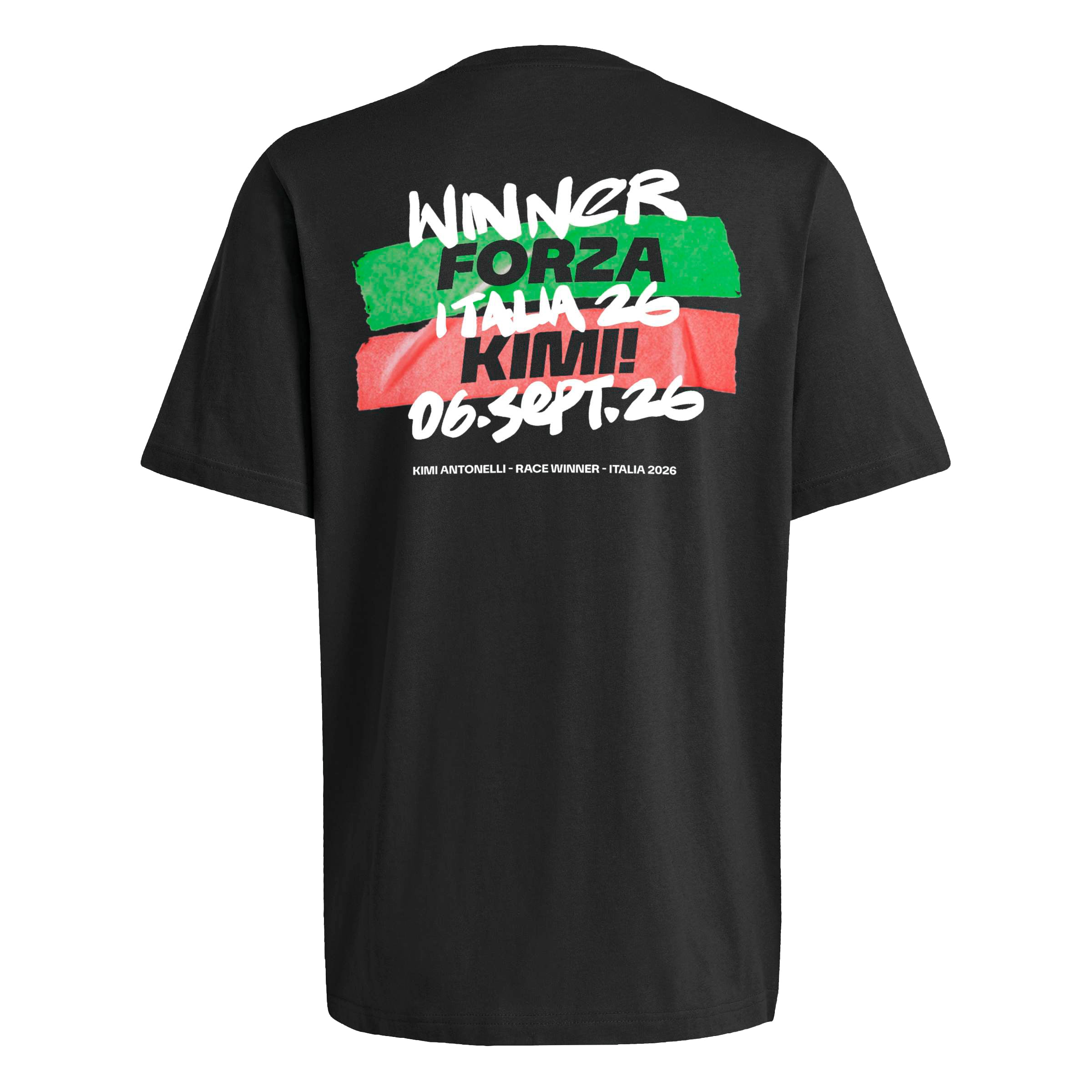 T-shirt adidas homme Kimi Antonelli noir Mercedes-AMG Petronas F1 Team 2026, vainqueur du Grand Prix d'Italie