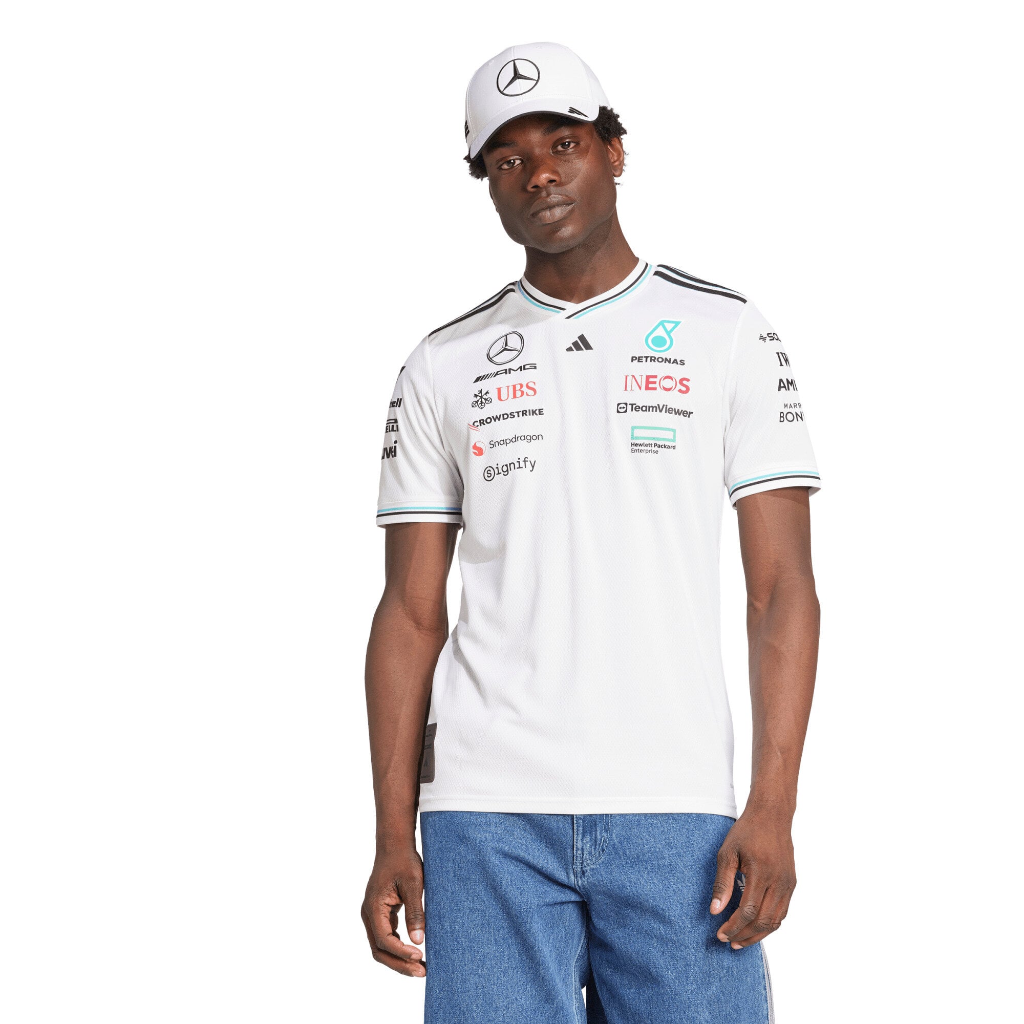 Mercedes AMG Petronas adidas Authentic Team Driver T シャツ - ホワイト